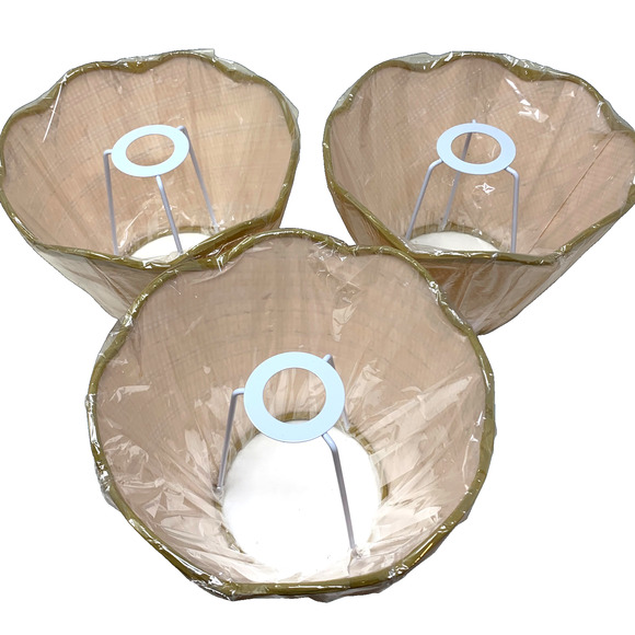 NEW Lot 3 x Rattan Scallop Edge Lamp Shades Uno 4 X 5.25 X 7 Farmhouse Cottage - Picture 6 of 9